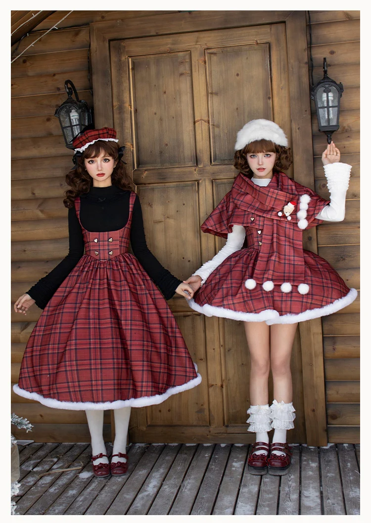 With PUJI - Wish Date - Twins Lolita Fishbone Bust-supporting JSK Winter Scarf-Cape - Image 4