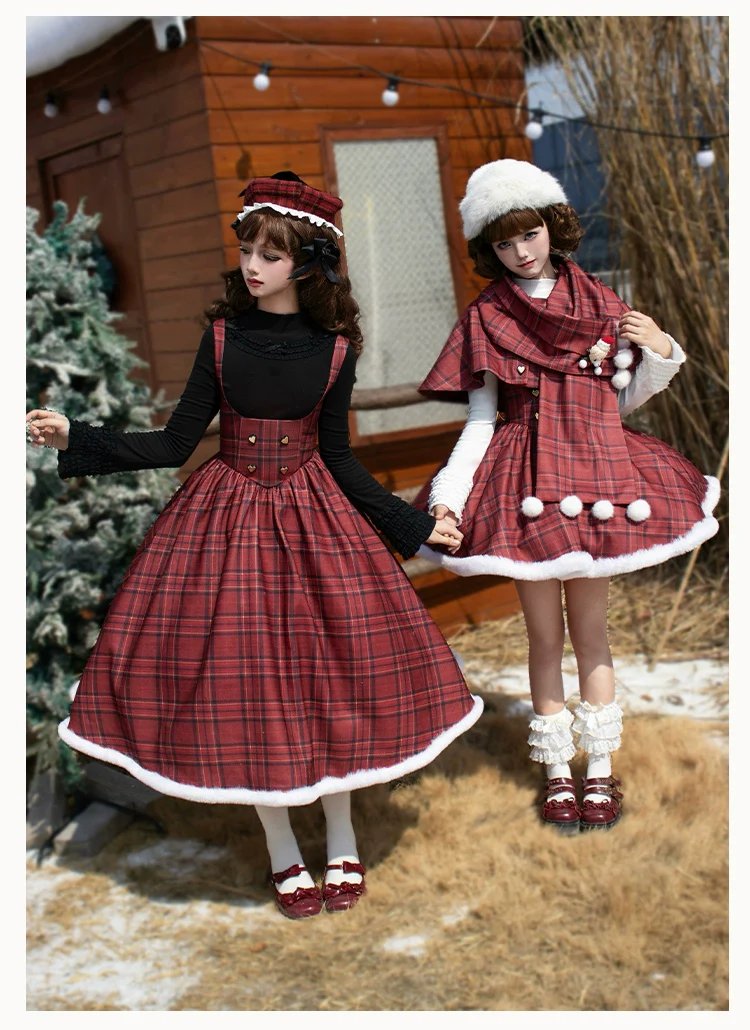 With PUJI - Wish Date - Twins Lolita Fishbone Bust-supporting JSK Winter Scarf-Cape - Image 5