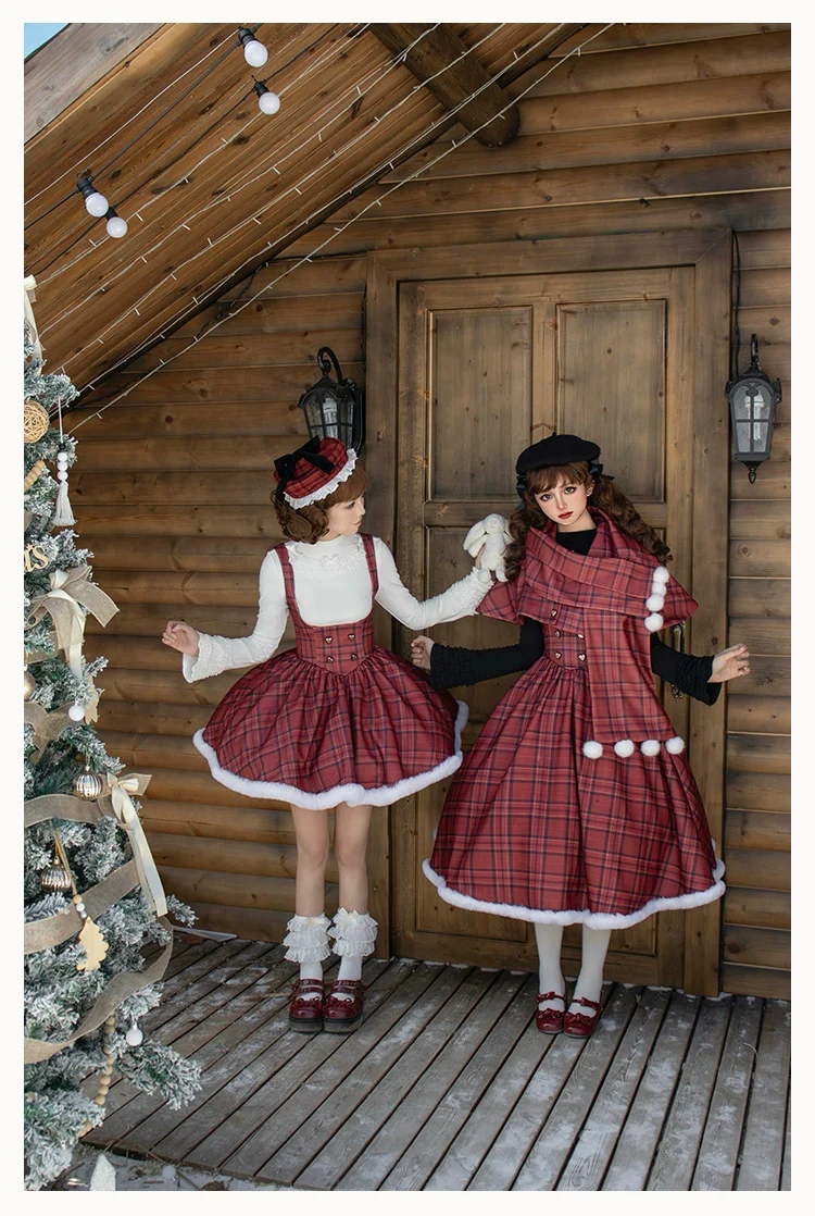 With PUJI - Wish Date - Twins Lolita Fishbone Bust-supporting JSK Winter Scarf-Cape - Image 6