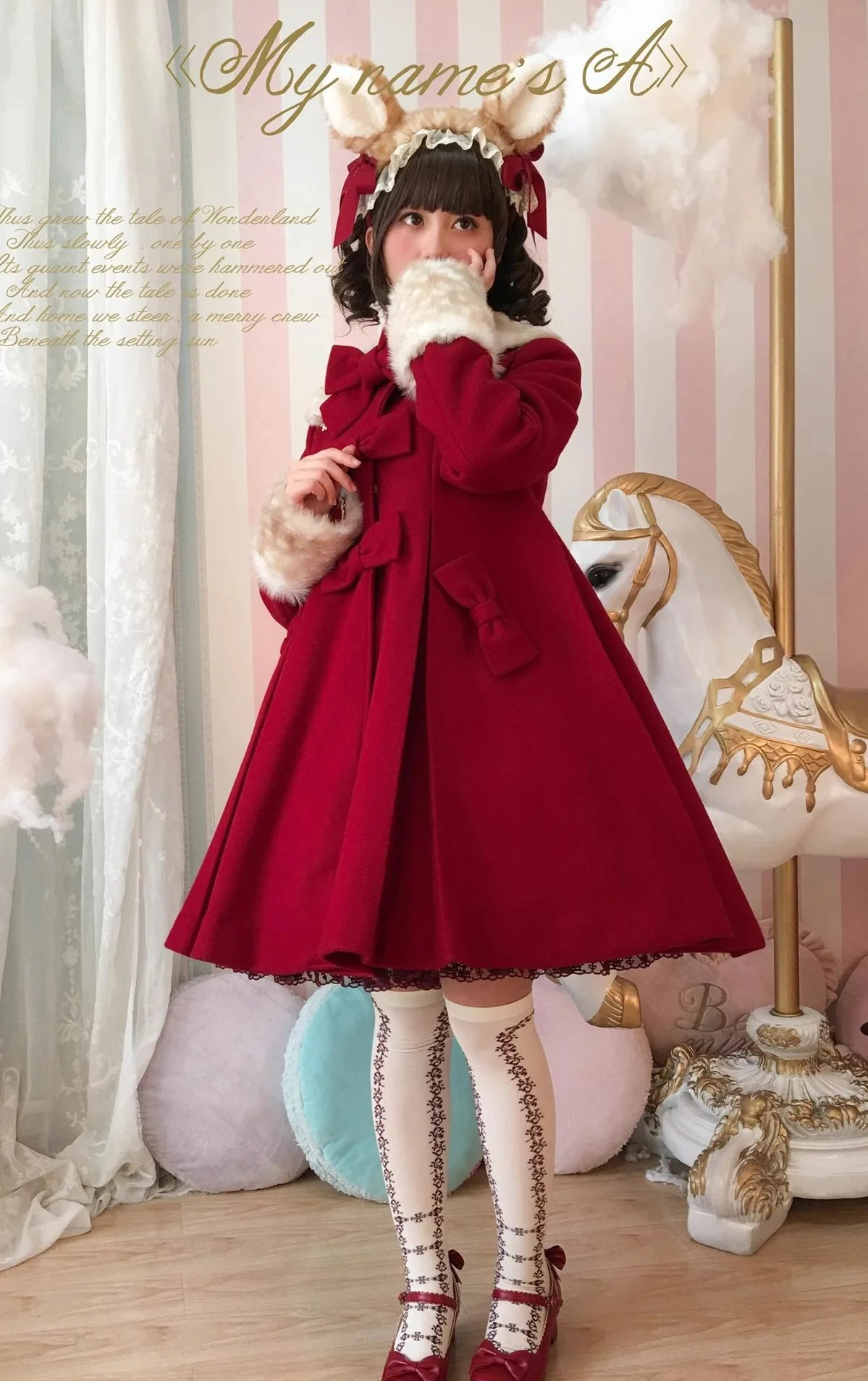 Winter Lolita Coat Wool Bow Overcoat - Image 4