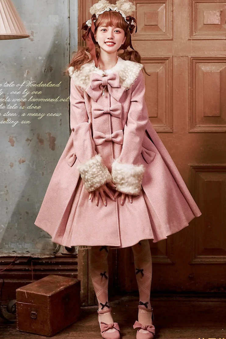 Winter Lolita Coat Wool Bow Overcoat - Image 9