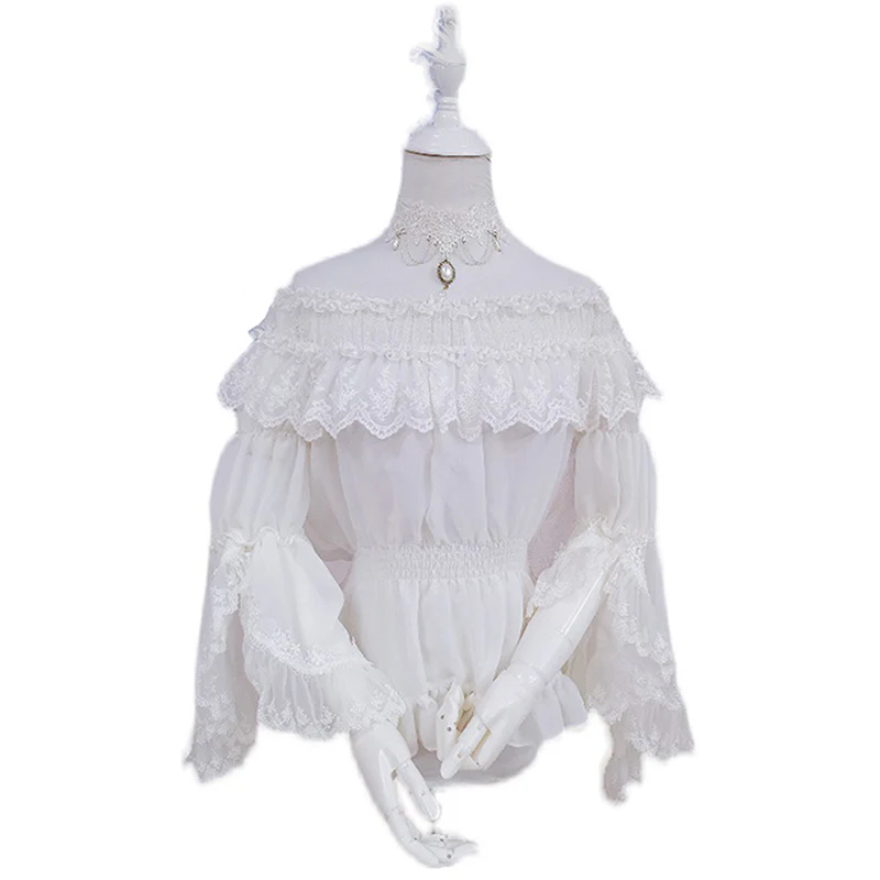 Universal Black White Chiffon Lolita Blouse - Image 5