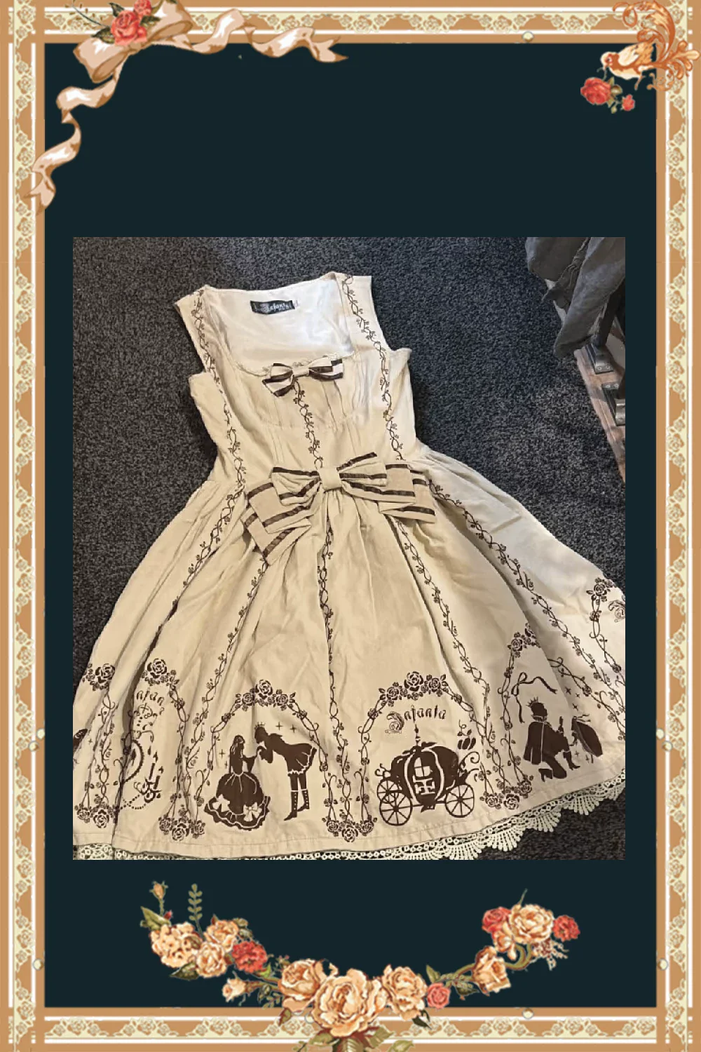 Cinderella - Velvet Classic Lolita JSK Dress, Princess Embroidery - Image 10