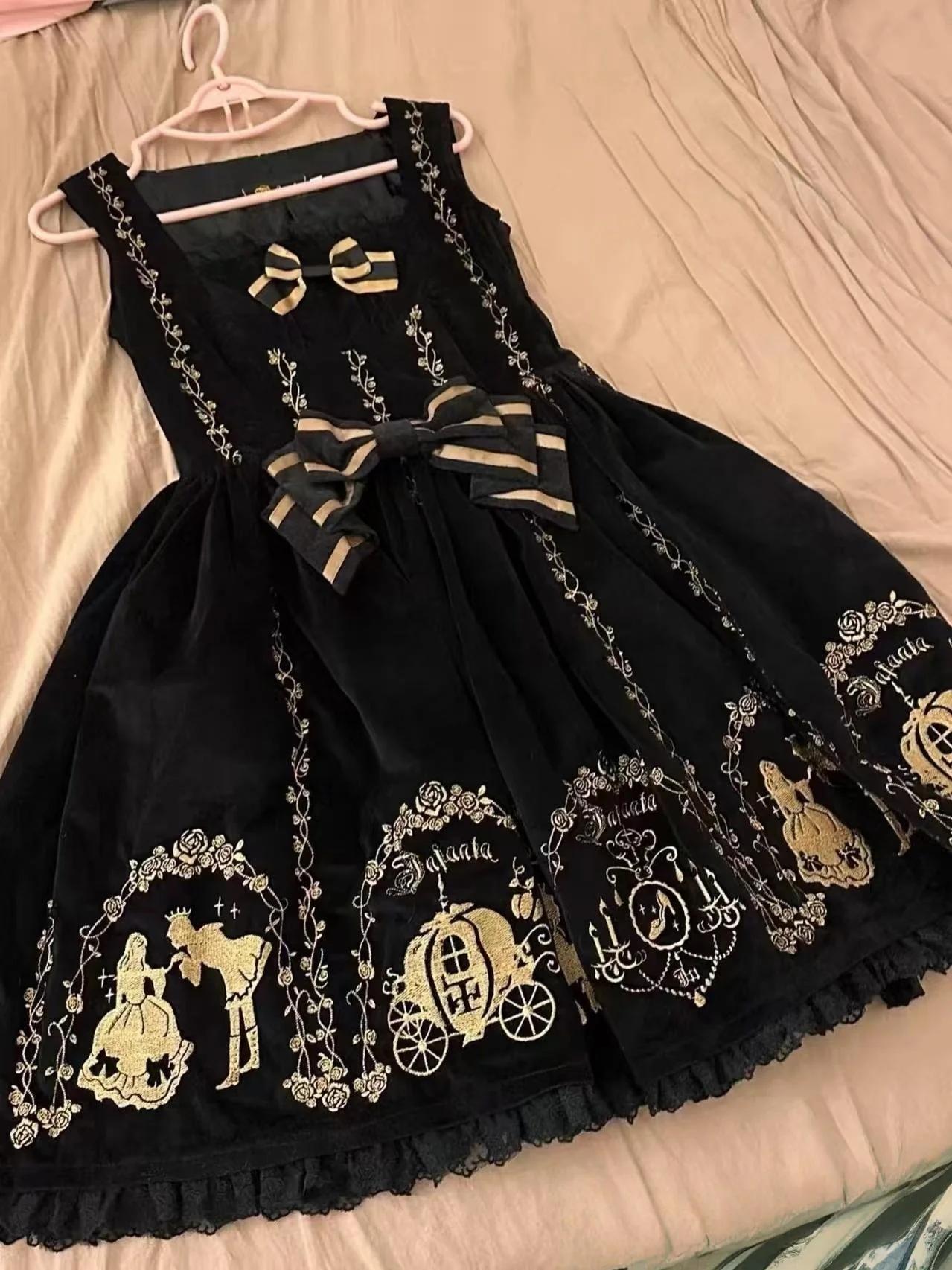 Cinderella - Velvet Classic Lolita JSK Dress, Princess Embroidery - Image 11