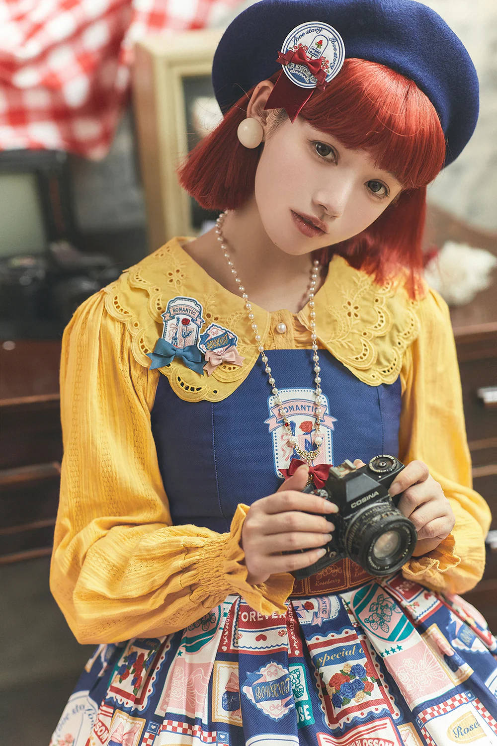 Strawberry Rose - Vintage American Casual Lolita Jumper Dress - Image 10