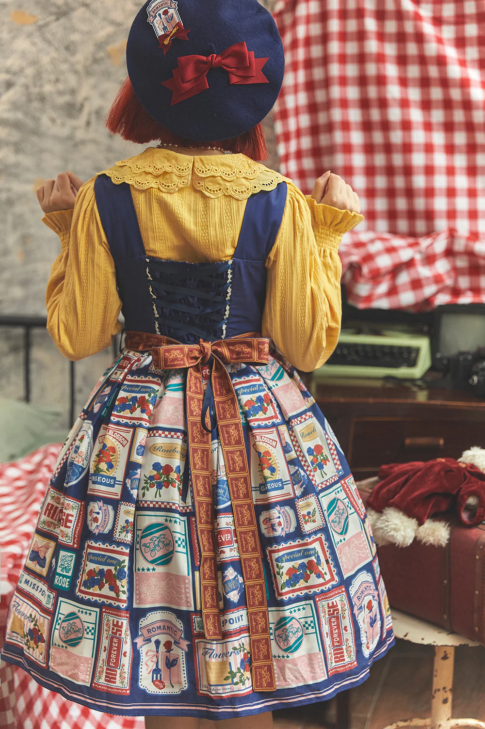 Strawberry Rose - Vintage American Casual Lolita Jumper Dress - Image 13