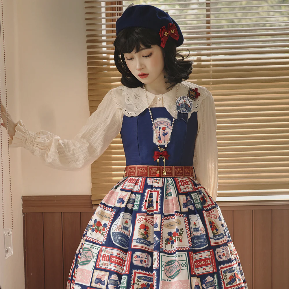 Strawberry Rose - Vintage American Casual Lolita Jumper Dress - Image 3