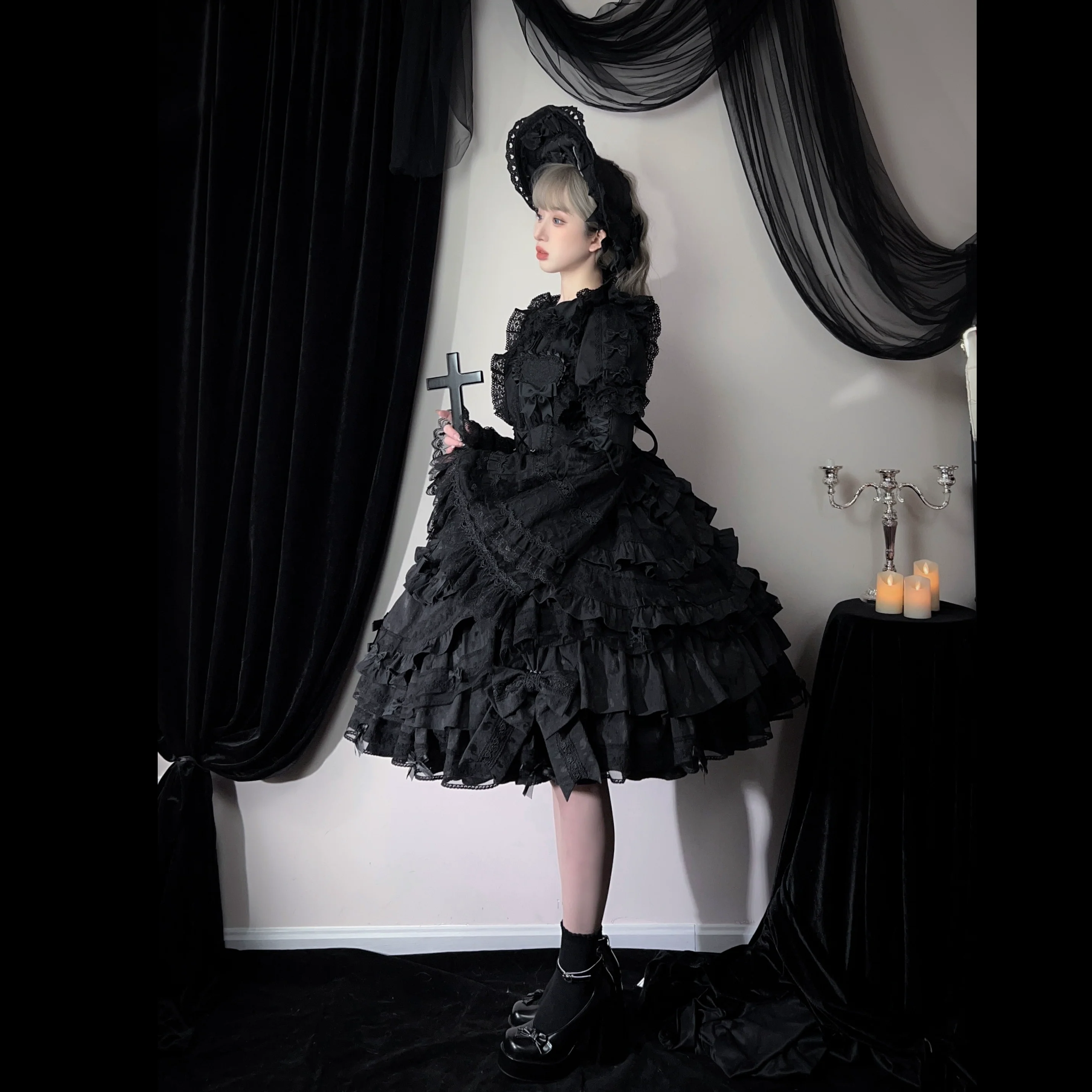 Lost Aqua - Vintage Lolita Dress Set, Cotton Shirt - Image 4
