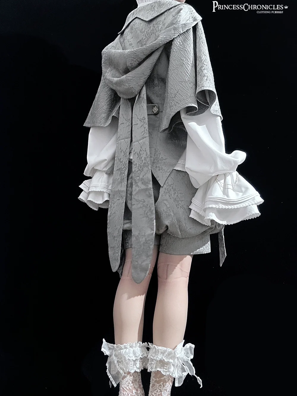 Rabbit Hunting Glacier Gray - Vintage Lolita Grey Coat Kawaii Rabbit Ear Set - Image 15