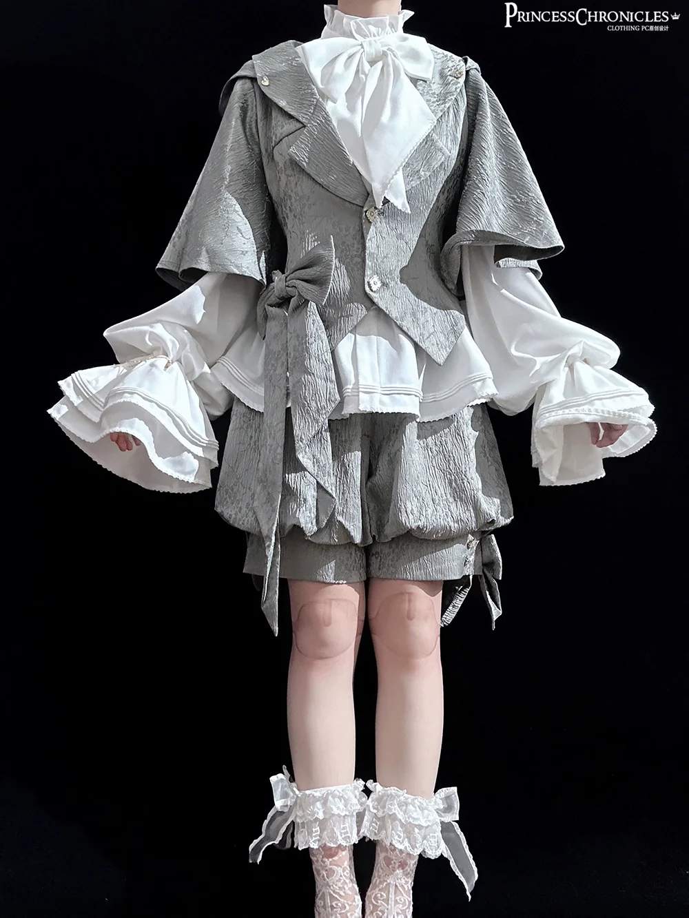 Rabbit Hunting Glacier Gray - Vintage Lolita Grey Coat Kawaii Rabbit Ear Set - Image 16