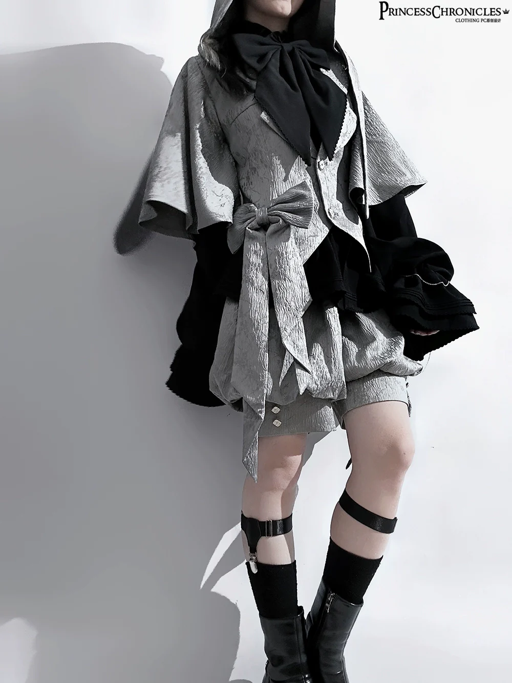 Rabbit Hunting Glacier Gray - Vintage Lolita Grey Coat Kawaii Rabbit Ear Set - Image 5