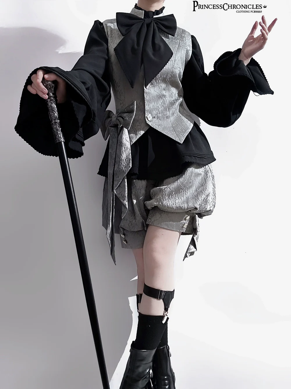 Rabbit Hunting Glacier Gray - Vintage Lolita Grey Coat Kawaii Rabbit Ear Set - Image 6