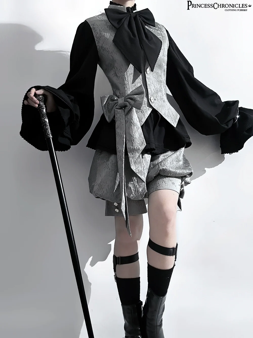 Rabbit Hunting Glacier Gray - Vintage Lolita Grey Coat Kawaii Rabbit Ear Set - Image 7