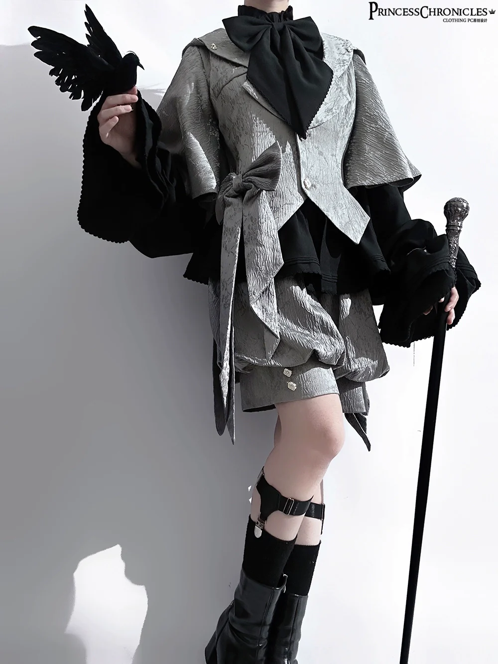 Rabbit Hunting Glacier Gray - Vintage Lolita Grey Coat Kawaii Rabbit Ear Set - Image 9