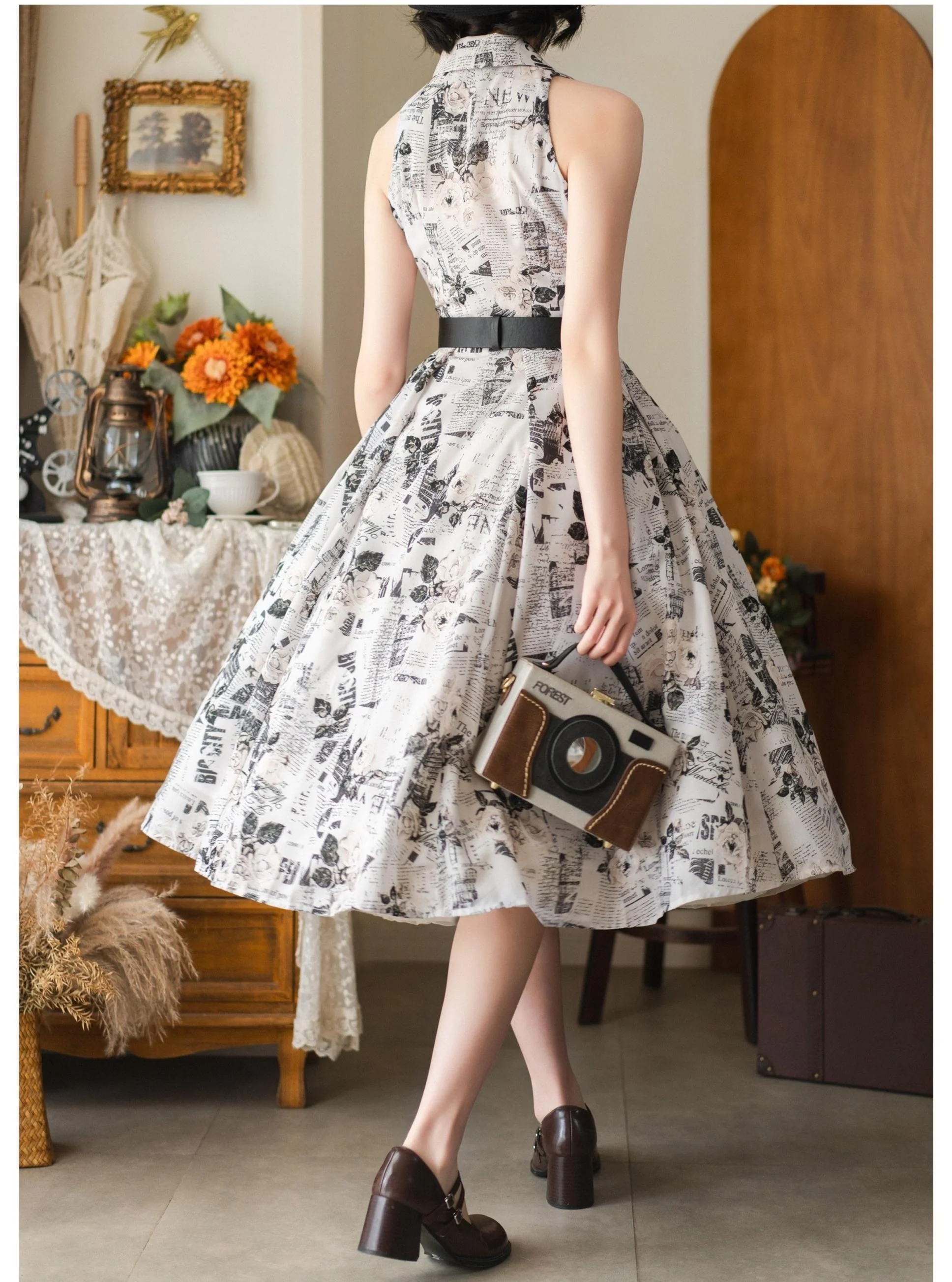 Afternoon Forest - Vintage Lolita Halter-neck JSK Dress in French Style - Image 13
