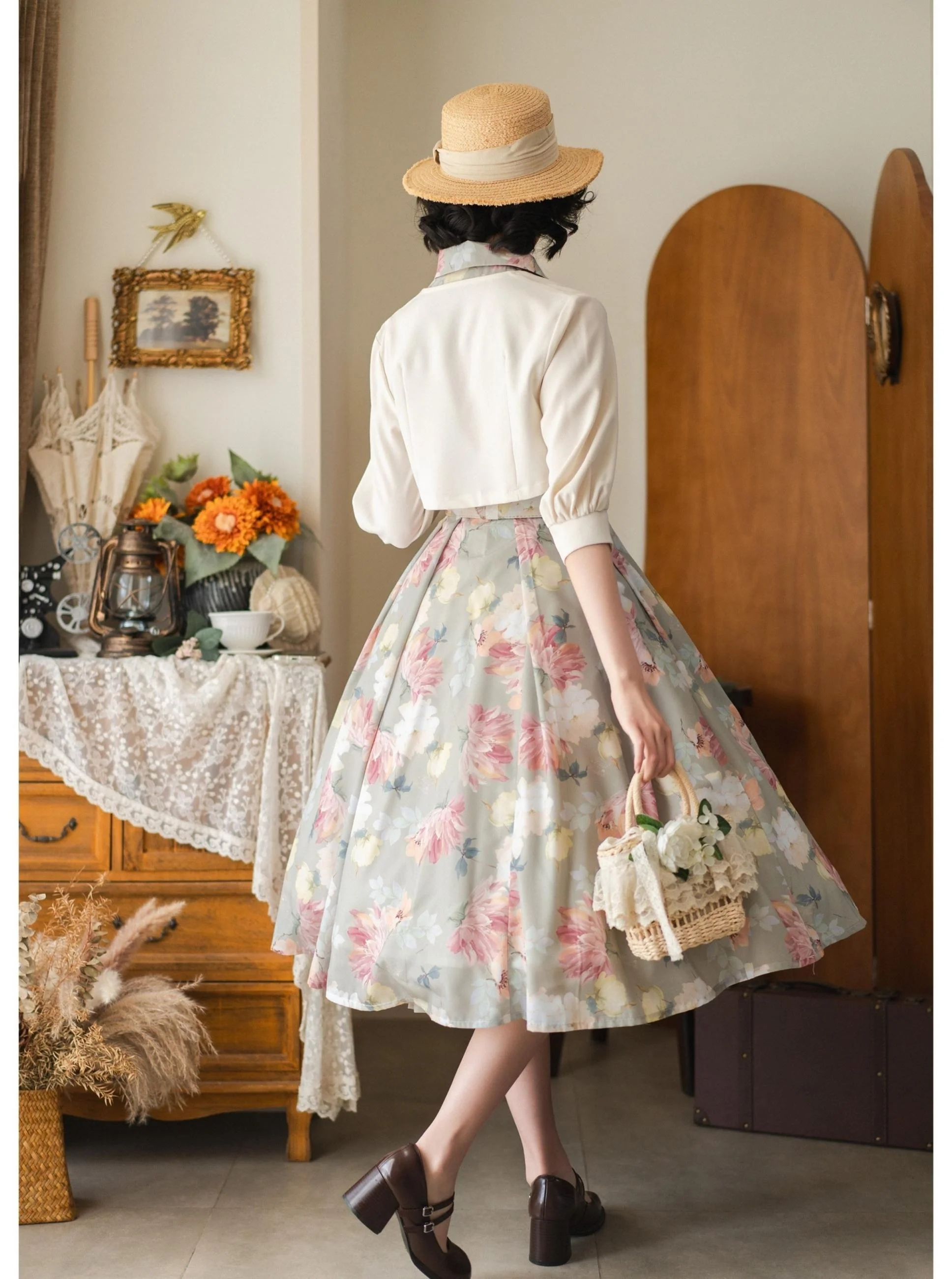 Afternoon Forest - Vintage Lolita Halter-neck JSK Dress in French Style - Image 20
