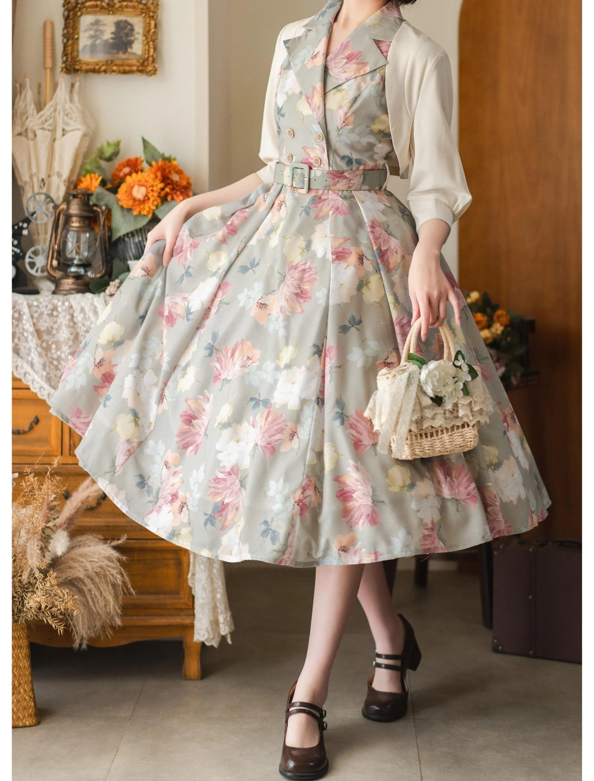 Afternoon Forest - Vintage Lolita Halter-neck JSK Dress in French Style - Image 22