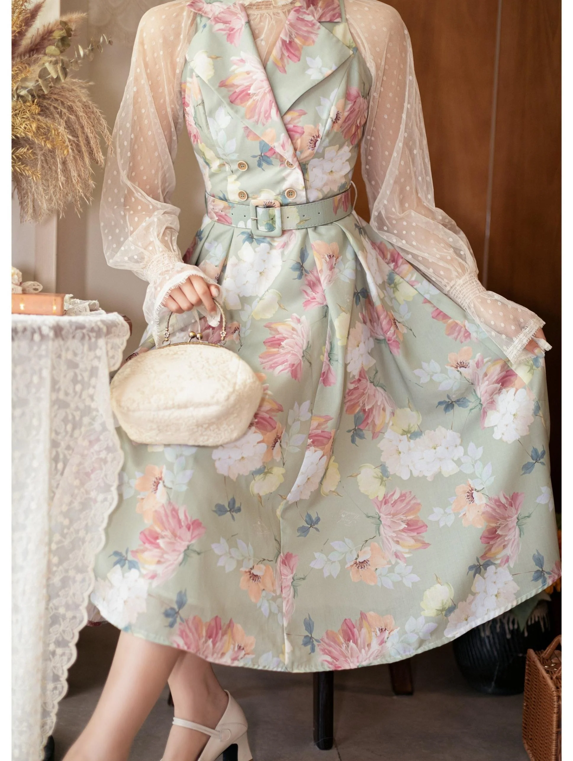 Afternoon Forest - Vintage Lolita Halter-neck JSK Dress in French Style - Image 23