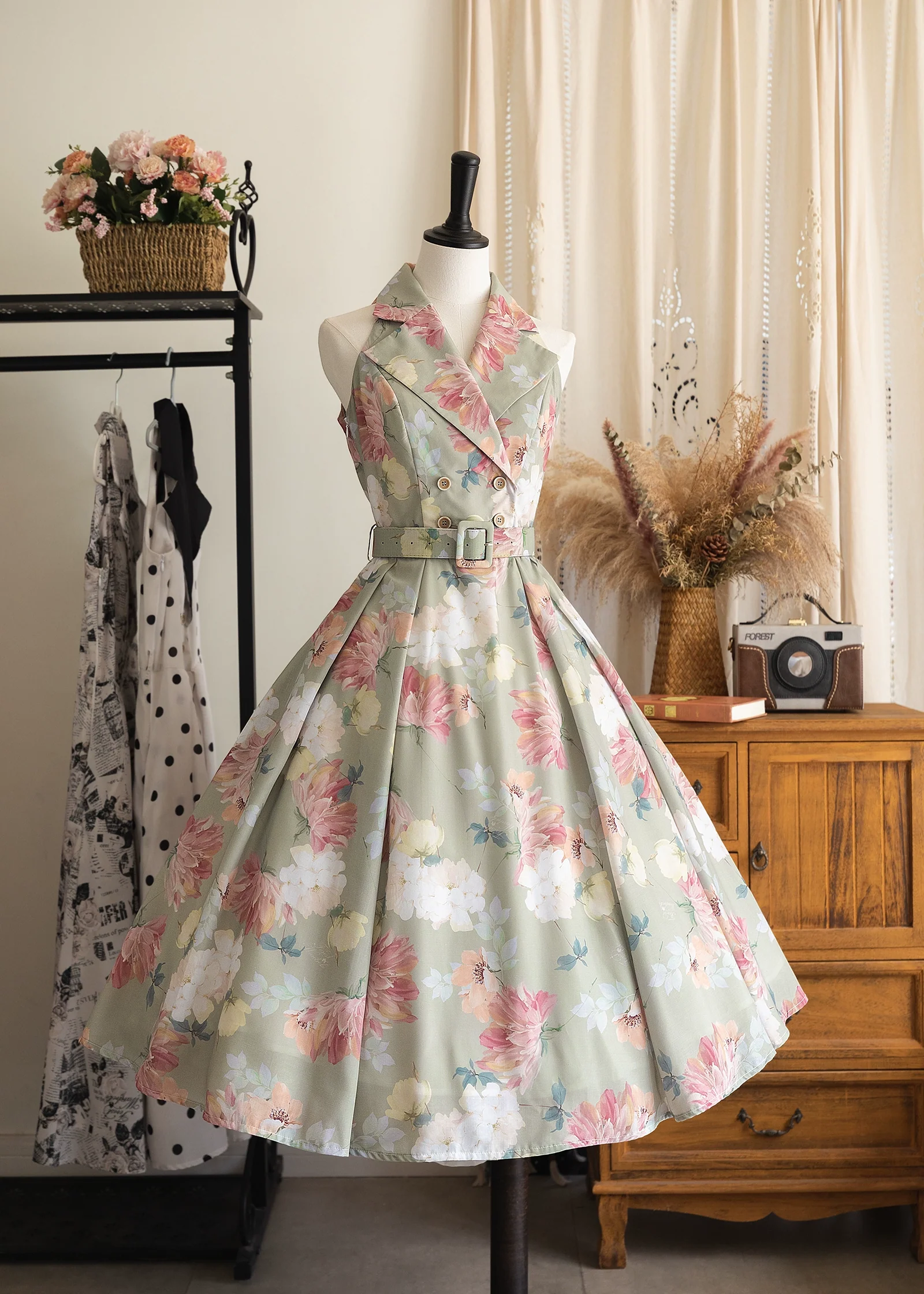 Afternoon Forest - Vintage Lolita Halter-neck JSK Dress in French Style - Image 3