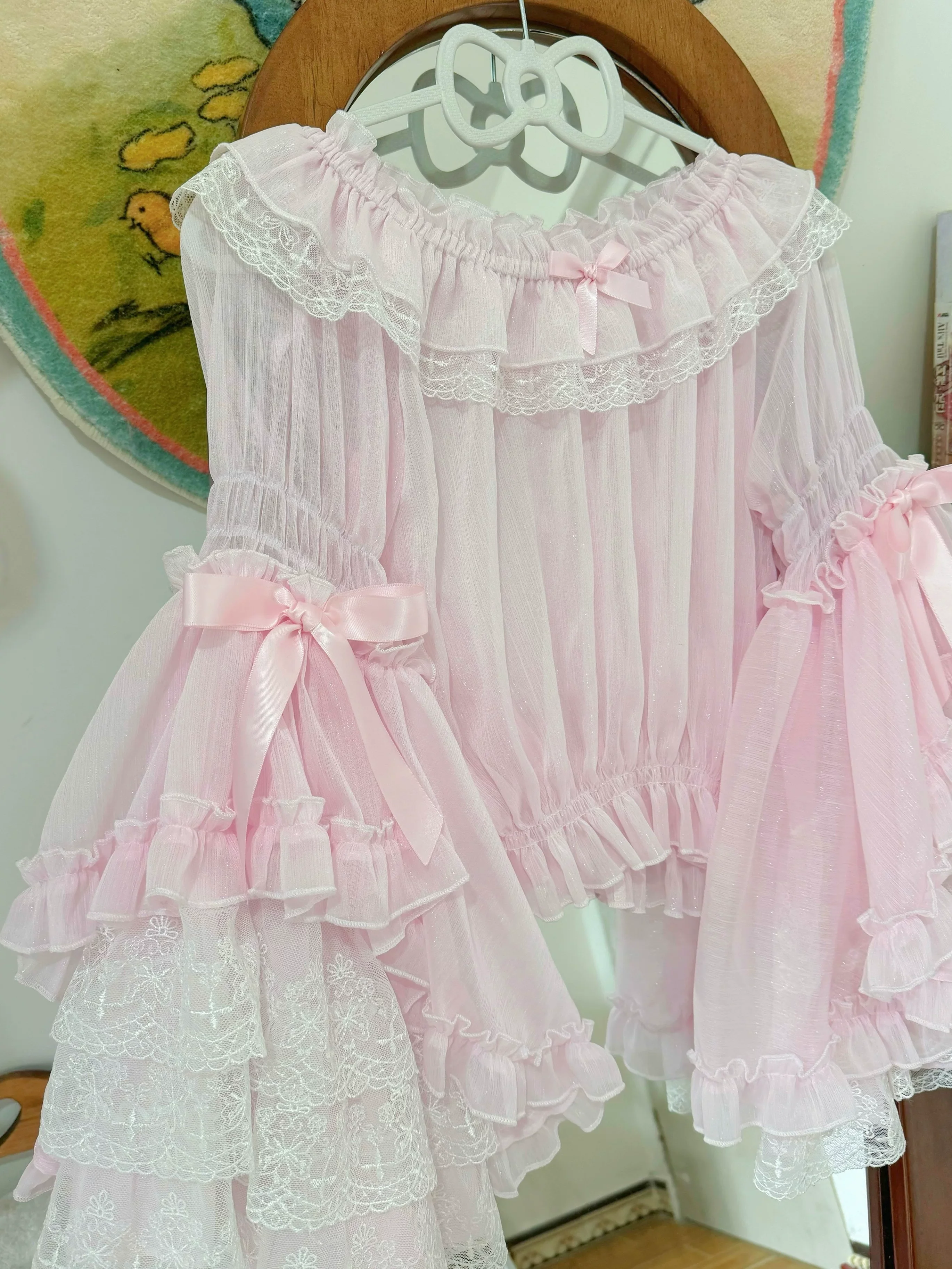 Vintage Lolita Hime Sleeve Blouse, Off-shoulder Design - Image 10