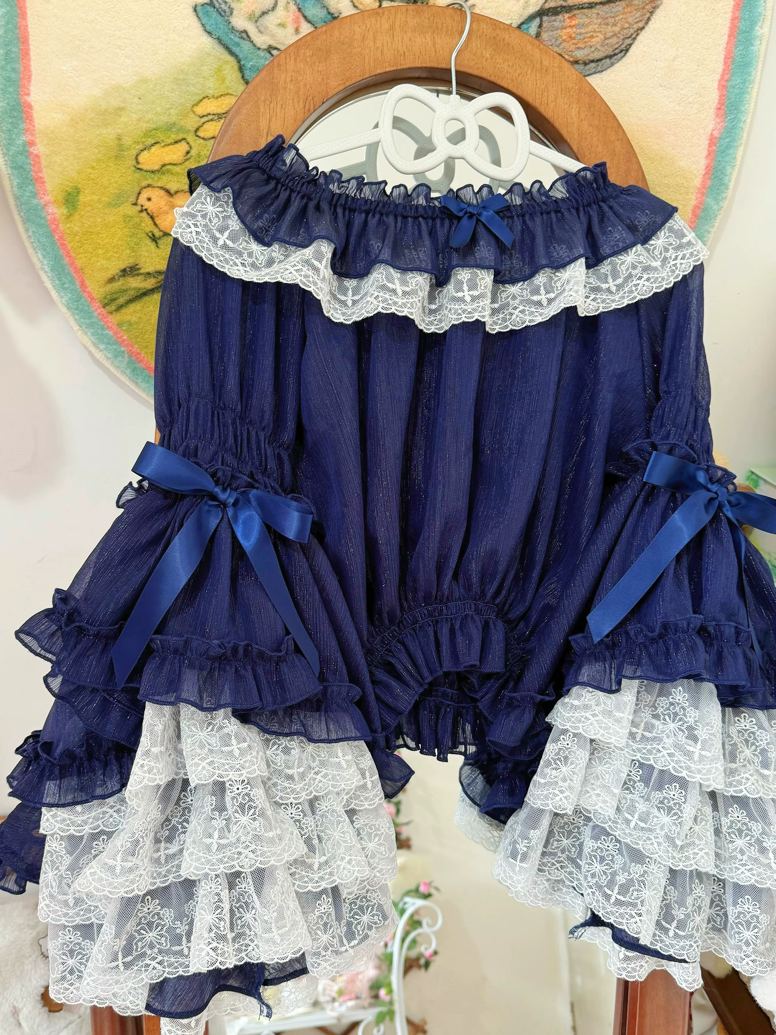 Vintage Lolita Hime Sleeve Blouse, Off-shoulder Design - Image 4
