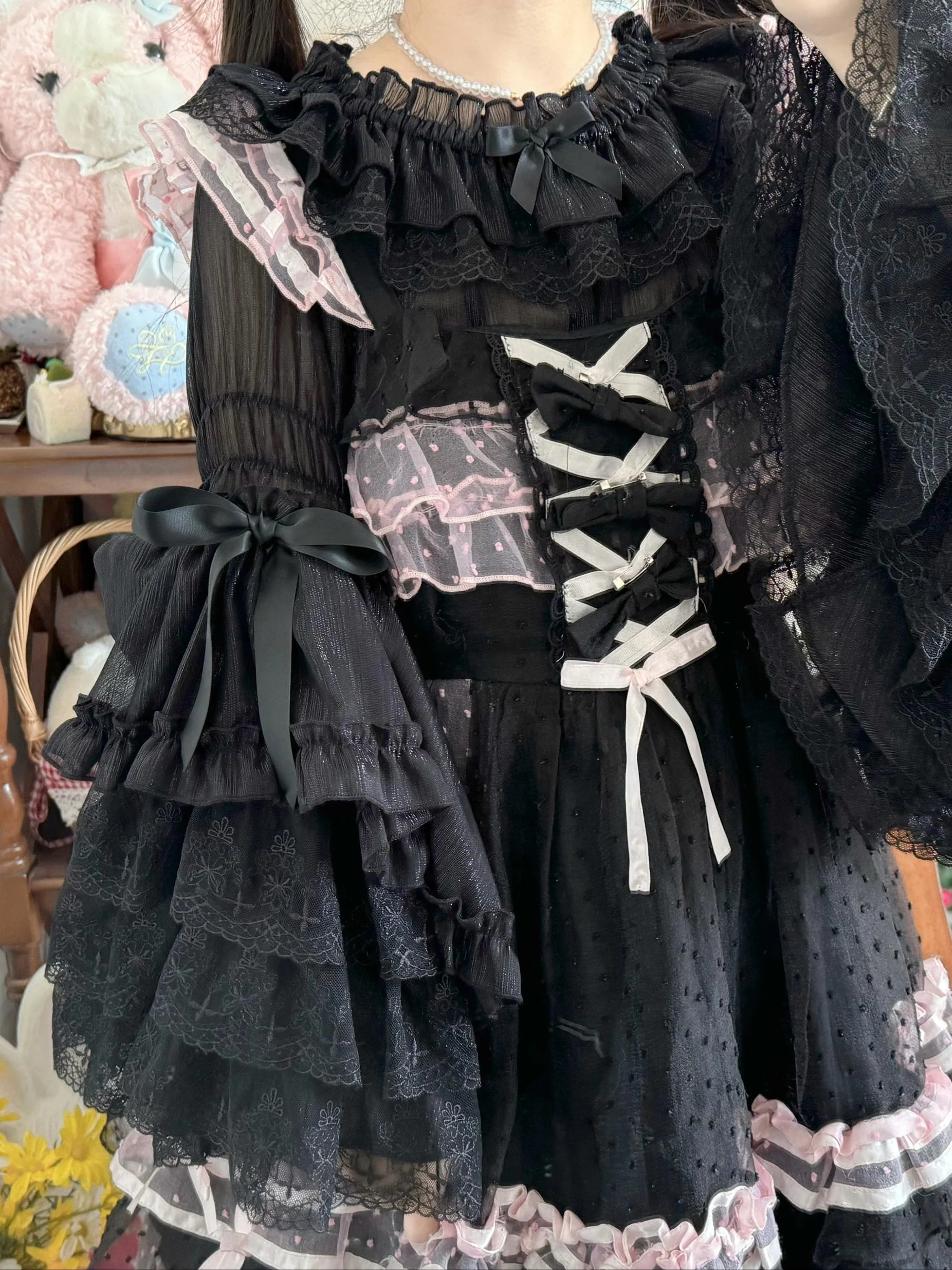 Vintage Lolita Hime Sleeve Blouse, Off-shoulder Design - Image 6