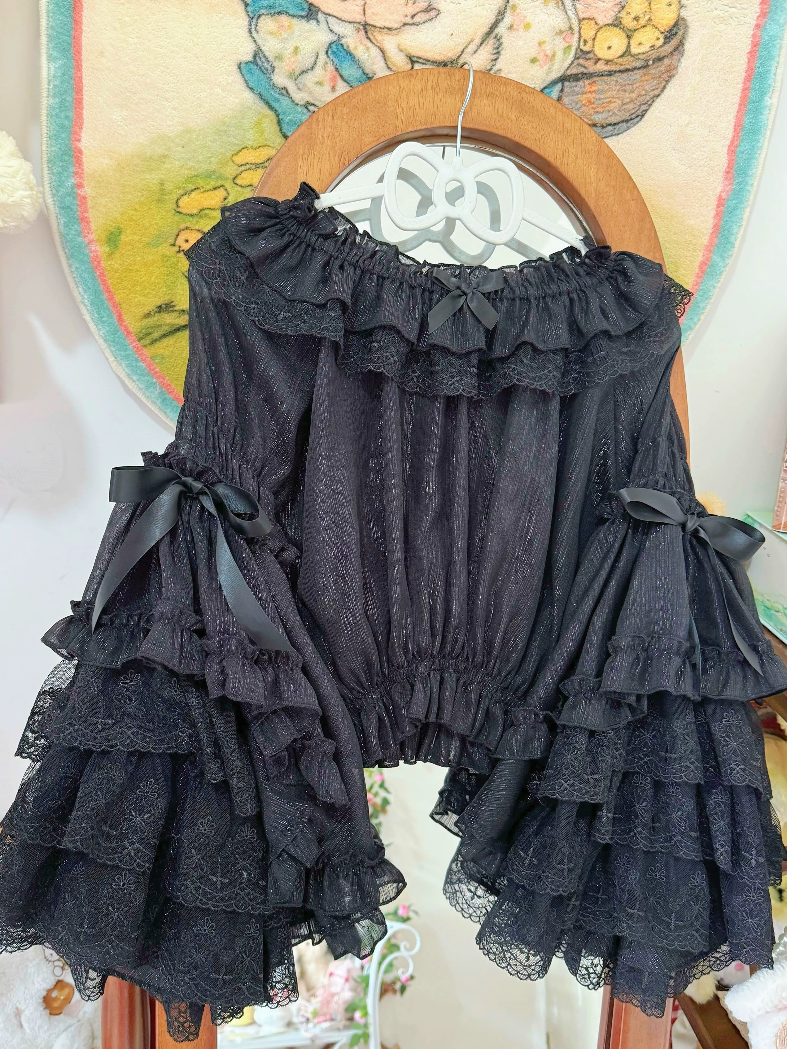 Vintage Lolita Hime Sleeve Blouse, Off-shoulder Design - Image 7