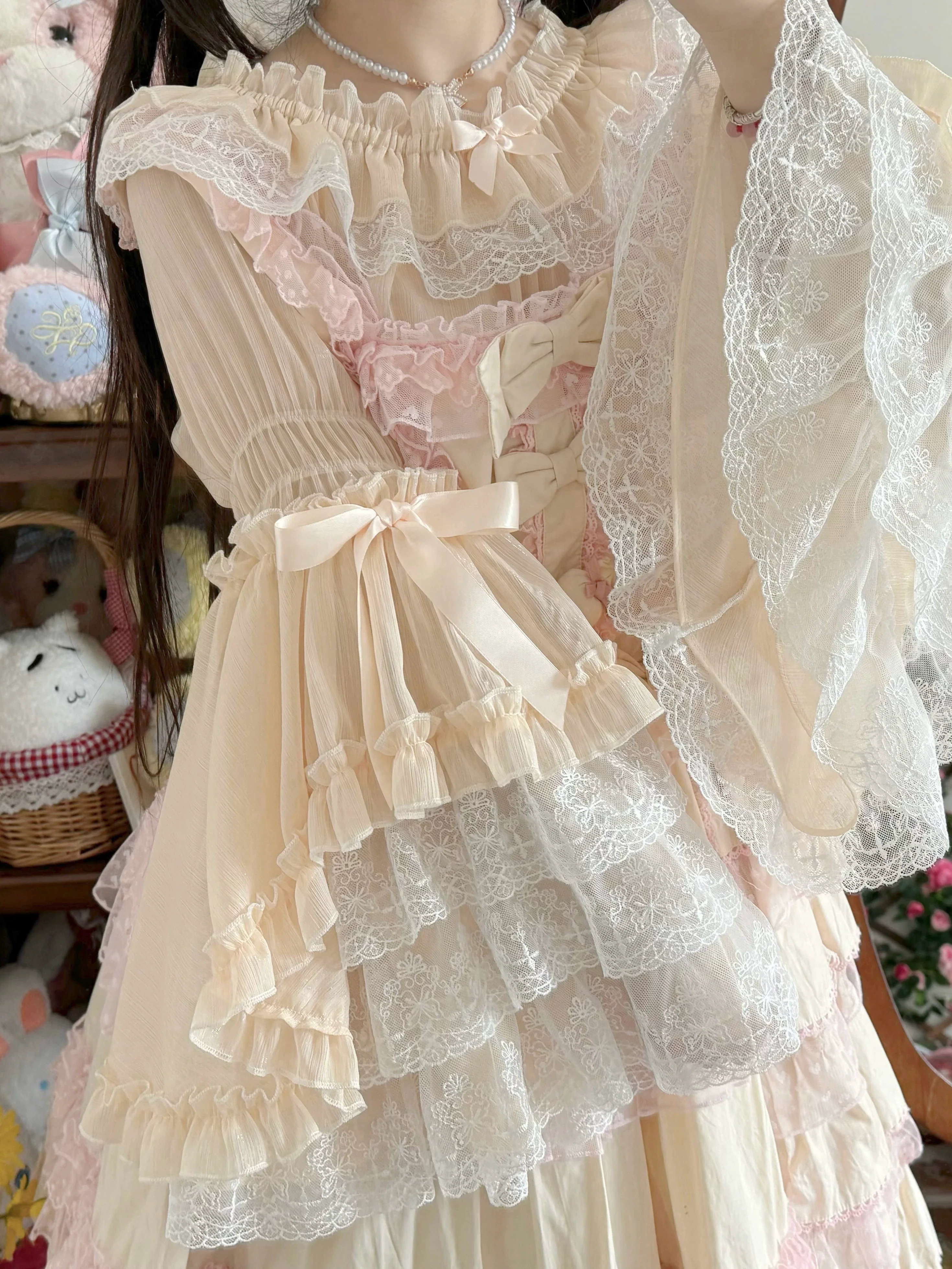 Vintage Lolita Hime Sleeve Blouse, Off-shoulder Design - Image 9