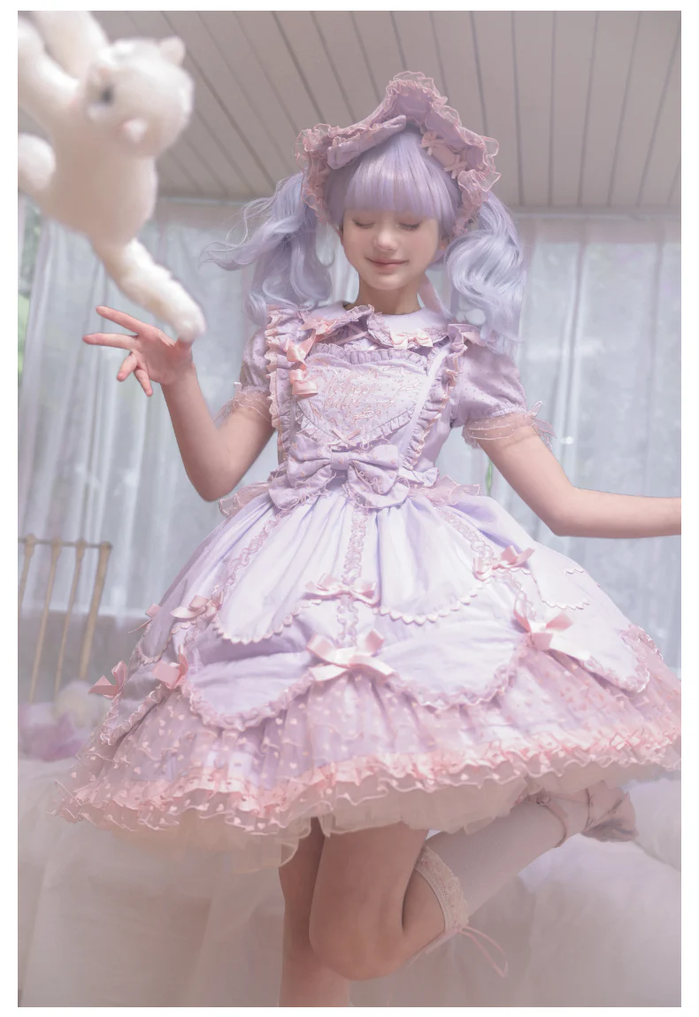 Sweet Diary SP - Vintage Lolita Jumper Dress Petal-like Hem JSK Headdress Set - Image 10