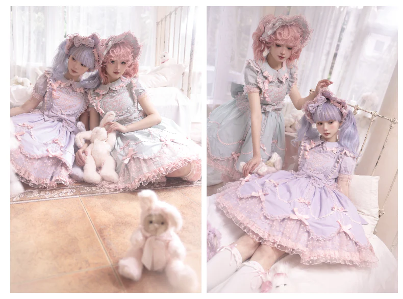 Sweet Diary SP - Vintage Lolita Jumper Dress Petal-like Hem JSK Headdress Set - Image 11
