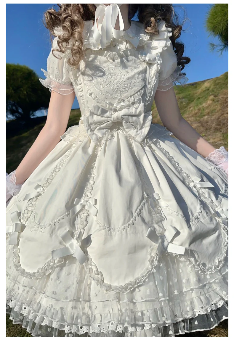 Sweet Diary SP - Vintage Lolita Jumper Dress Petal-like Hem JSK Headdress Set - Image 13