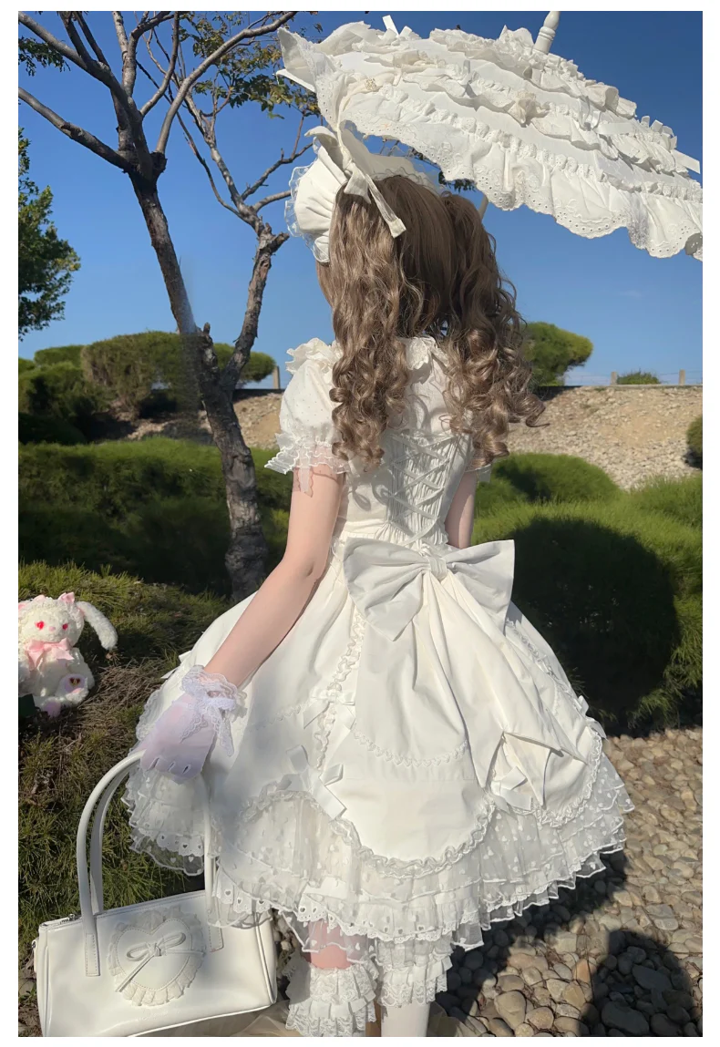 Sweet Diary SP - Vintage Lolita Jumper Dress Petal-like Hem JSK Headdress Set - Image 15