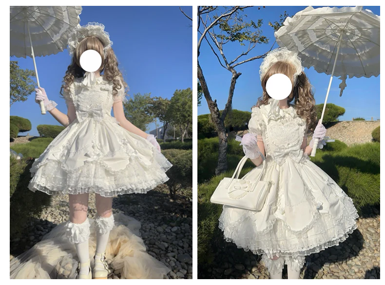Sweet Diary SP - Vintage Lolita Jumper Dress Petal-like Hem JSK Headdress Set - Image 16
