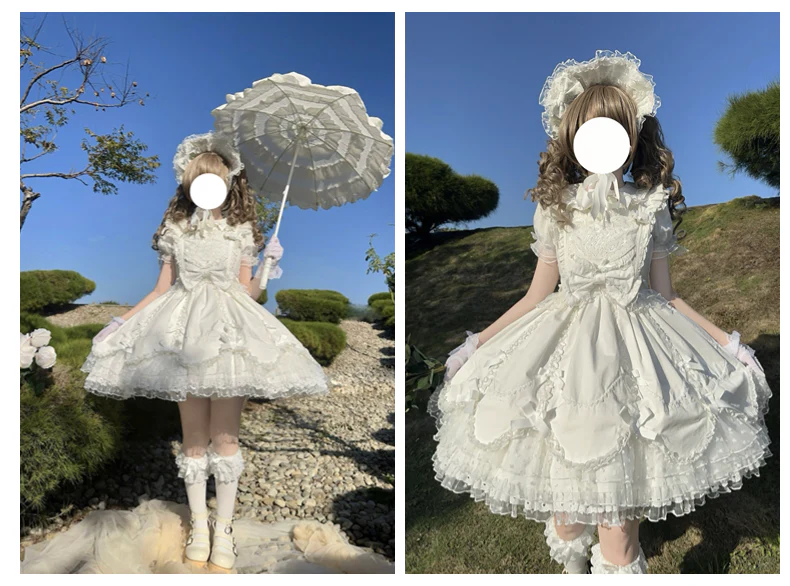 Sweet Diary SP - Vintage Lolita Jumper Dress Petal-like Hem JSK Headdress Set - Image 17
