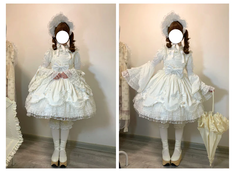 Sweet Diary SP - Vintage Lolita Jumper Dress Petal-like Hem JSK Headdress Set - Image 18