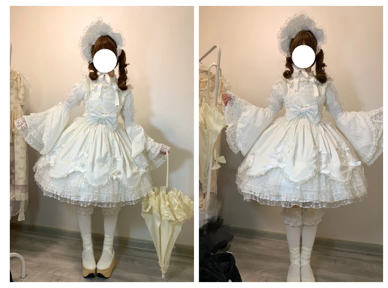 Sweet Diary SP - Vintage Lolita Jumper Dress Petal-like Hem JSK Headdress Set - Image 19