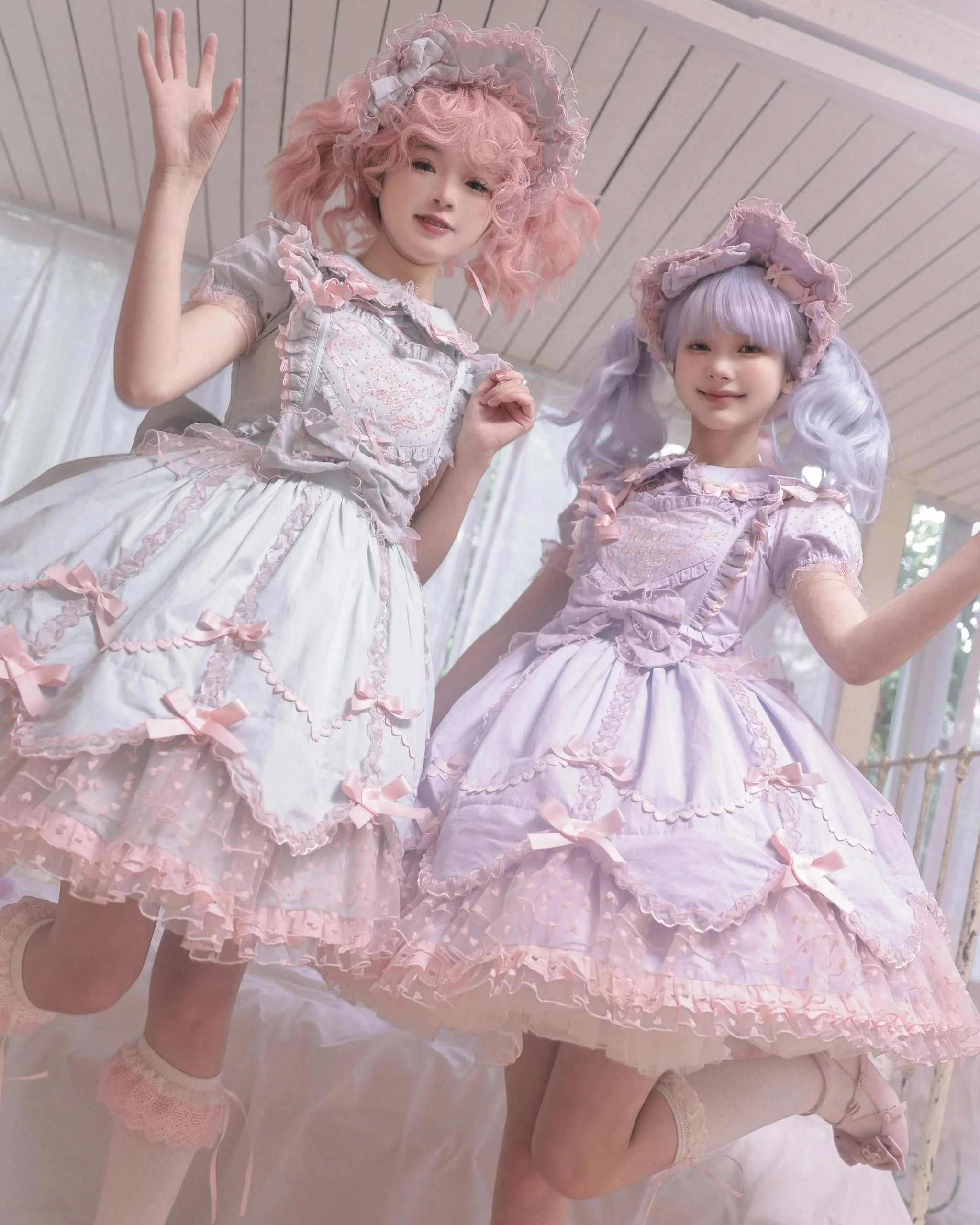 Sweet Diary SP - Vintage Lolita Jumper Dress Petal-like Hem JSK Headdress Set - Image 2