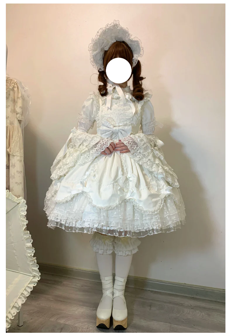 Sweet Diary SP - Vintage Lolita Jumper Dress Petal-like Hem JSK Headdress Set - Image 22