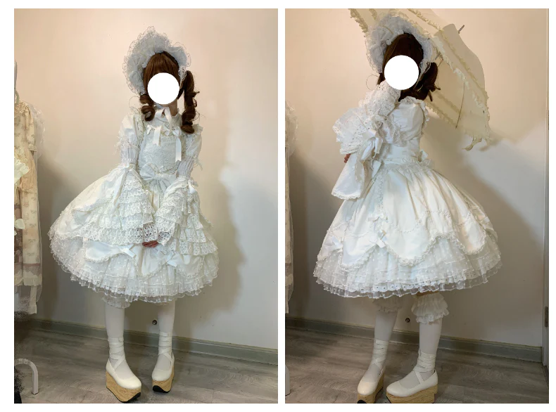 Sweet Diary SP - Vintage Lolita Jumper Dress Petal-like Hem JSK Headdress Set - Image 24