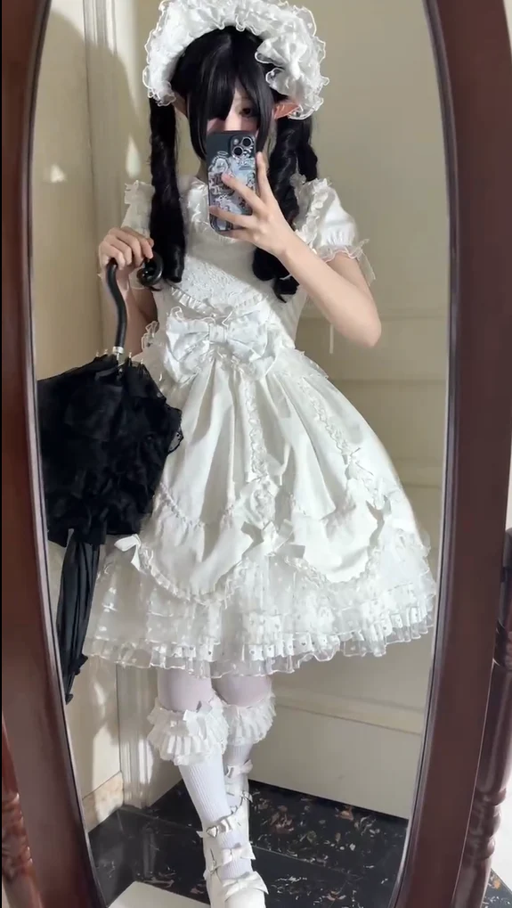 Sweet Diary SP - Vintage Lolita Jumper Dress Petal-like Hem JSK Headdress Set - Image 25