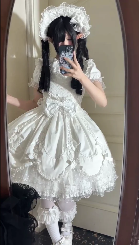 Sweet Diary SP - Vintage Lolita Jumper Dress Petal-like Hem JSK Headdress Set - Image 26