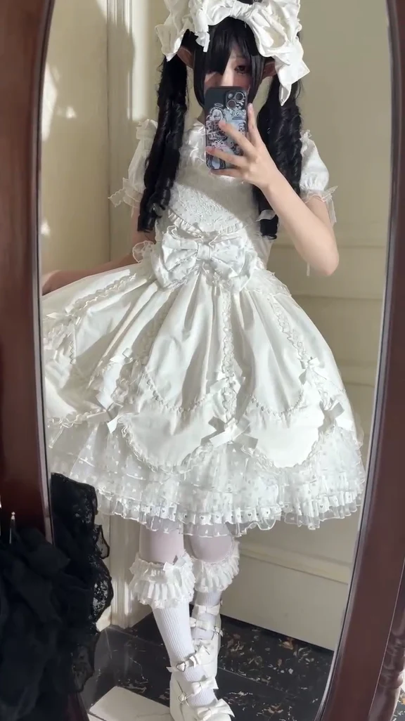 Sweet Diary SP - Vintage Lolita Jumper Dress Petal-like Hem JSK Headdress Set - Image 27