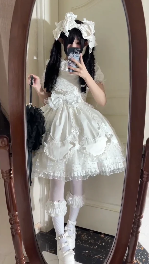 Sweet Diary SP - Vintage Lolita Jumper Dress Petal-like Hem JSK Headdress Set - Image 28