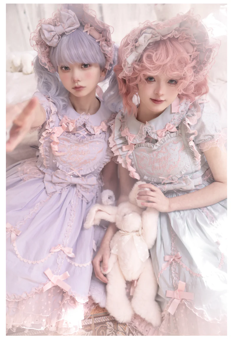 Sweet Diary SP - Vintage Lolita Jumper Dress Petal-like Hem JSK Headdress Set - Image 3