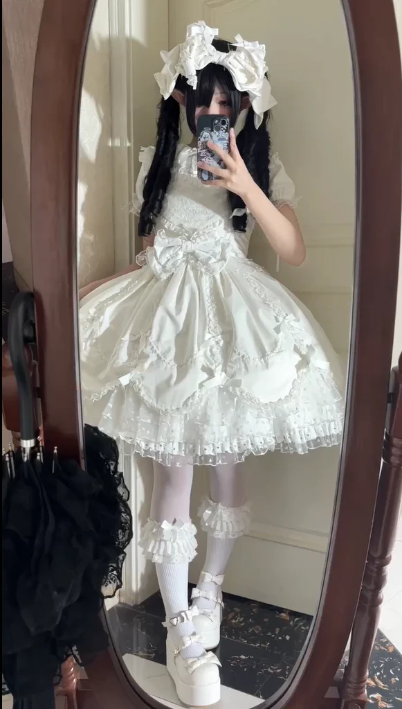 Sweet Diary SP - Vintage Lolita Jumper Dress Petal-like Hem JSK Headdress Set - Image 30