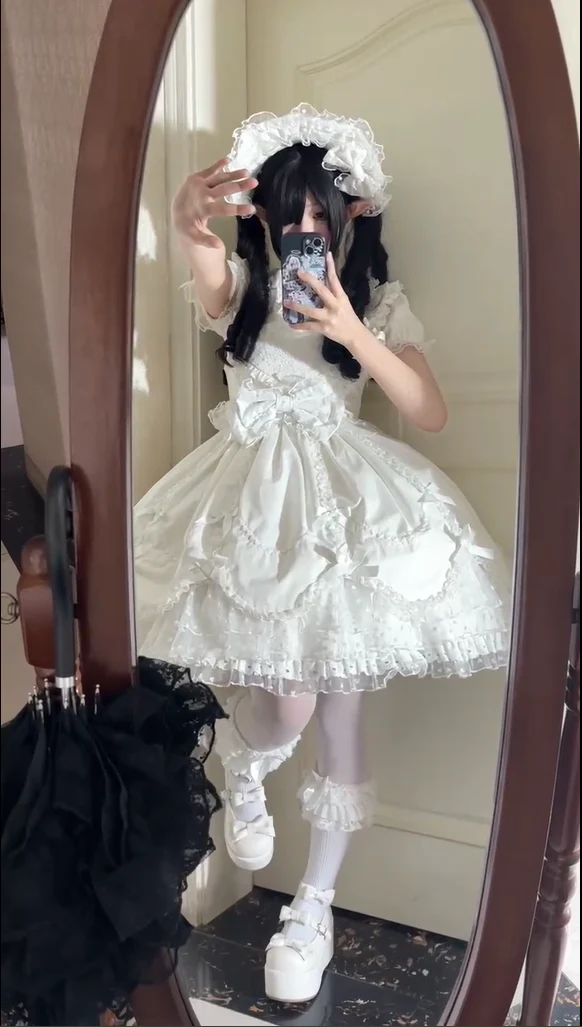 Sweet Diary SP - Vintage Lolita Jumper Dress Petal-like Hem JSK Headdress Set - Image 31