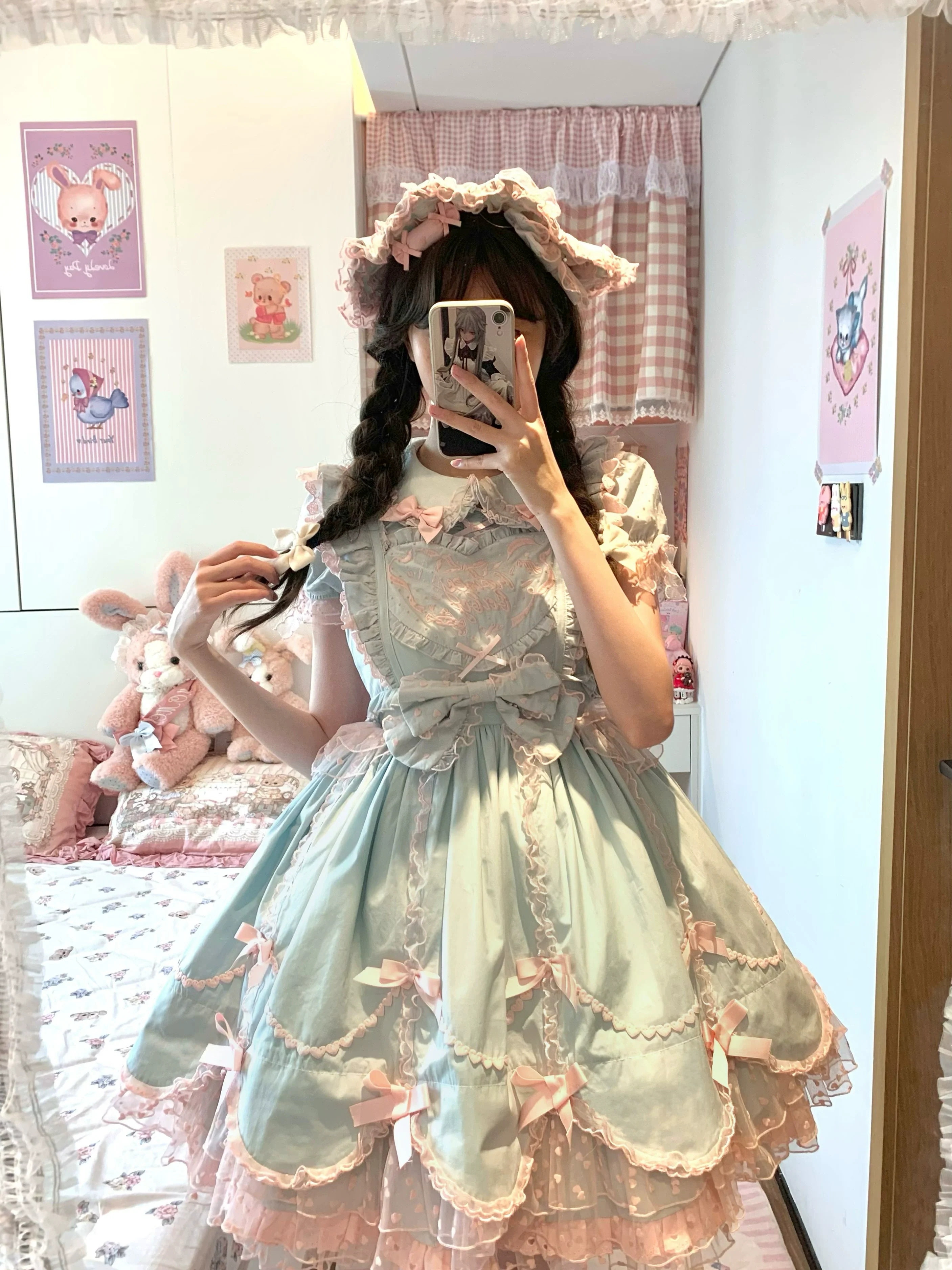 Sweet Diary SP - Vintage Lolita Jumper Dress Petal-like Hem JSK Headdress Set - Image 32