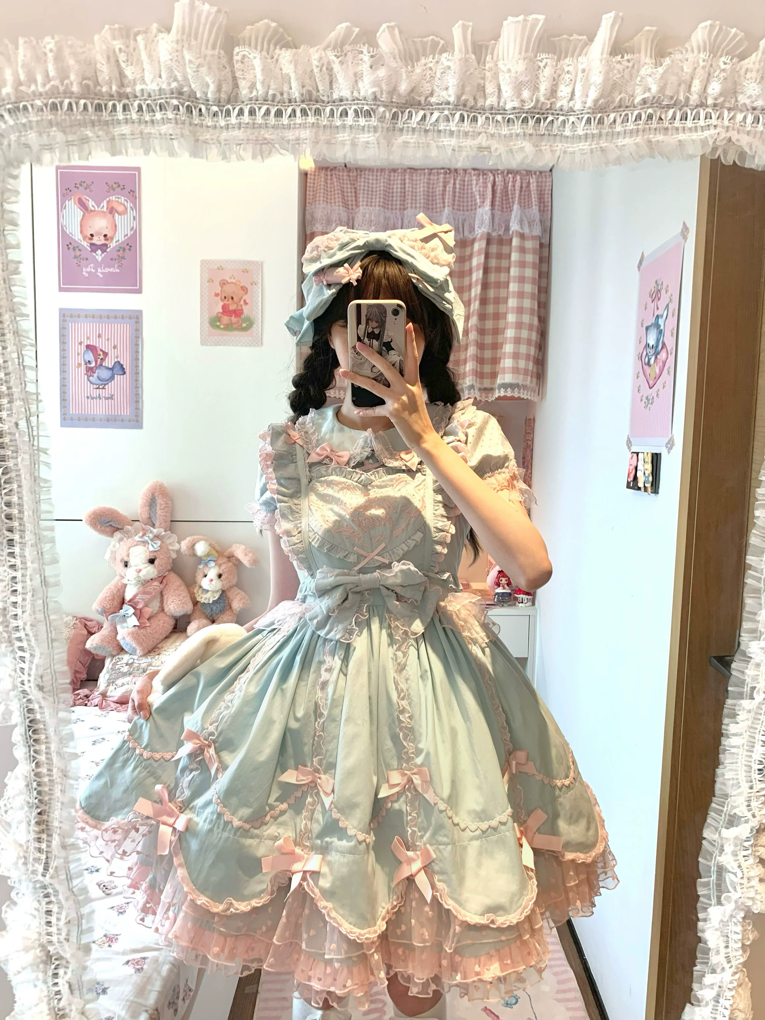 Sweet Diary SP - Vintage Lolita Jumper Dress Petal-like Hem JSK Headdress Set - Image 33
