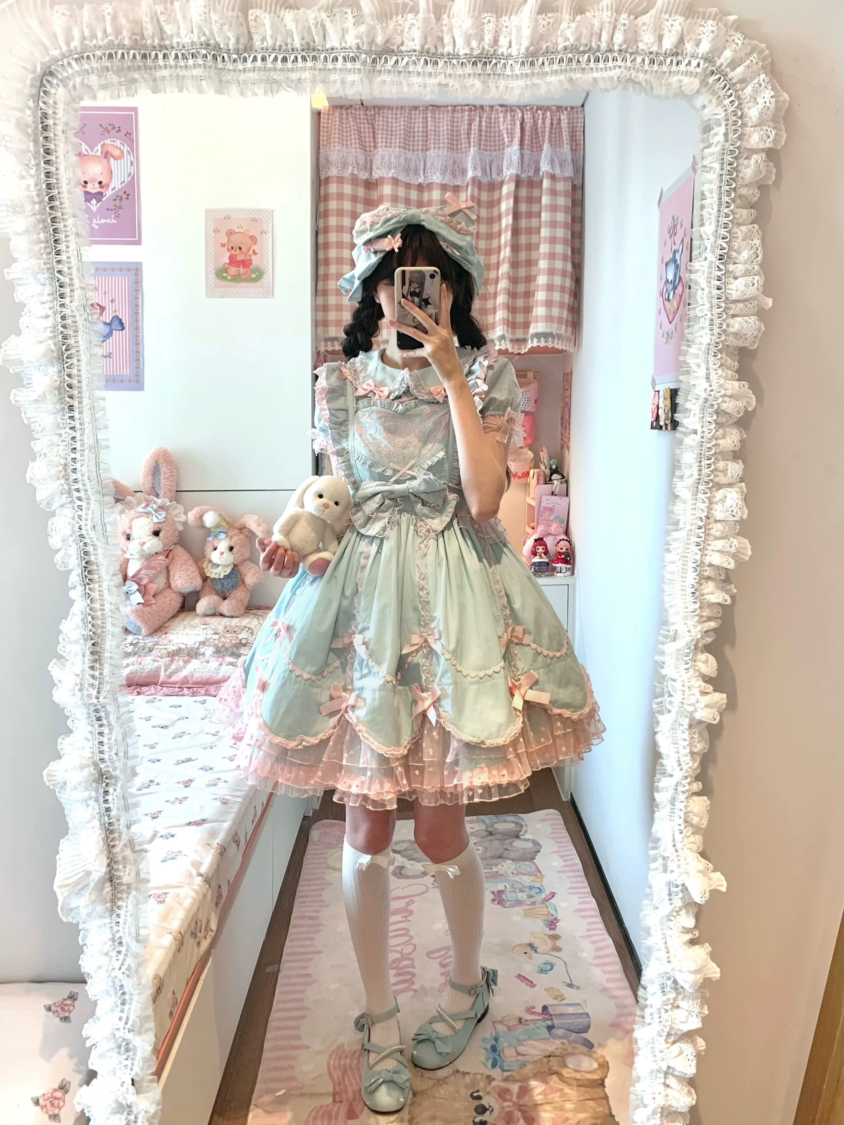 Sweet Diary SP - Vintage Lolita Jumper Dress Petal-like Hem JSK Headdress Set - Image 34