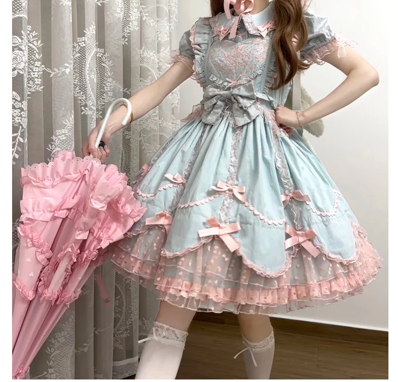 Sweet Diary SP - Vintage Lolita Jumper Dress Petal-like Hem JSK Headdress Set - Image 35